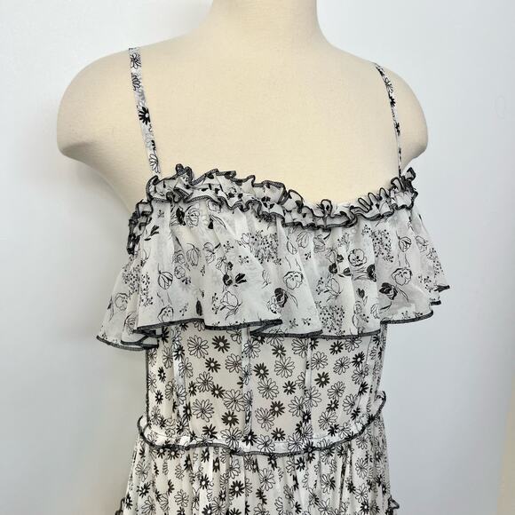 Dolce & Gabbana Tiered Ruffle Floral Silk Dress Sheer | Size: 44 - Picture 3 of 14